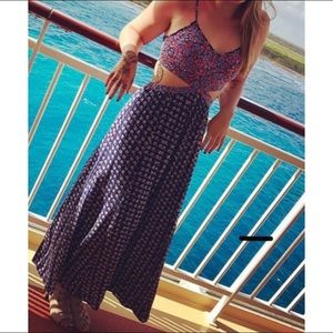 Floral Cut out long dress